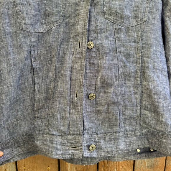 JNY Women's Blue Linen Button Up Jacket Top Size Large - Picture 5 of 12